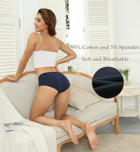 Image of Cotton Hipster Panties for Women Mid Rise Underwear Full Coverage Soft Ladies Underwear Pack
