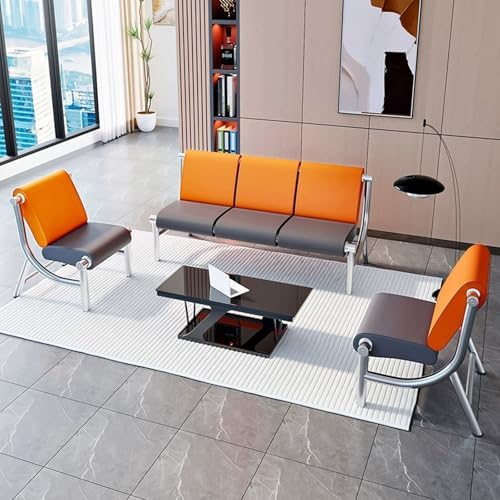 Stylish 3-Seat PU Leather Reception Bench - Comfortable Waiting Room Chairs for Office, Airport, Bank, Salon & Hospital - Elegant Blue Furniture for Guests