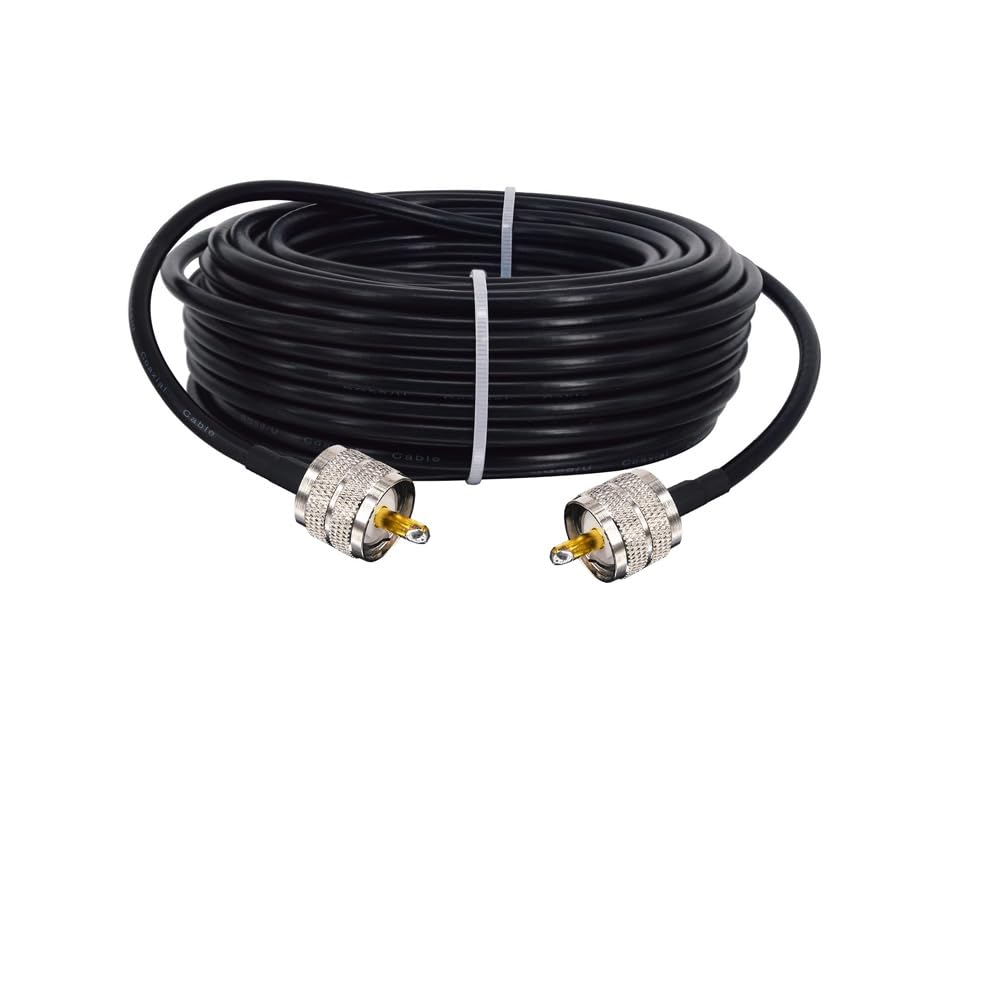 RG58 - Cavo UHF PL259, adattatore UHF maschio a UHF, cavo antenna radio radio amatoriale, cavo coassiale a bassa perdita, cavo coassiale CB per radio satellitare, telecomunicazioni, CCTV 15 m