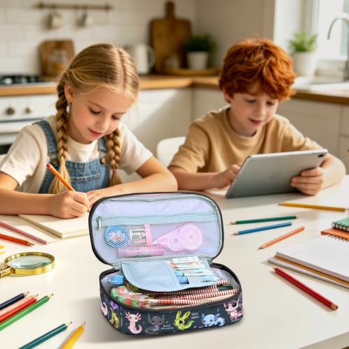 Image of Axolotl Pencil Case, Pencil Case For Boys Kids, Salamander Pen Box For School, Large Capacity School Supplies, Desk Organizer Office Business, Colorful Gifts Pen Box
