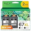 Para 67XL 67 Tinta (2 Negro) para HP Ink 67 XL Alto Rendimiento para HP 67XL Cartucho de tinta negro para DeskJet 4155 2755e 2755 2752e 2700 2855e 2852e 2800e 4255e 4155e Envy 6055e