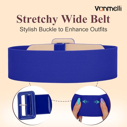 Image of VONMELLI Stretchy Wide Women Belts Elastic Vintage Belts for Women Fashion Ladies Waist Belt for Dress