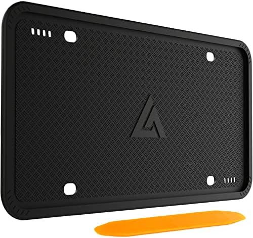 Aujen Silicone License Plate Frames, 1 Pack Car License Plate Cover, Universal US Car Black License Plate Bracket Holder. Rust-Proof, Rattle-Proof, Weather-Proof Car Accessories