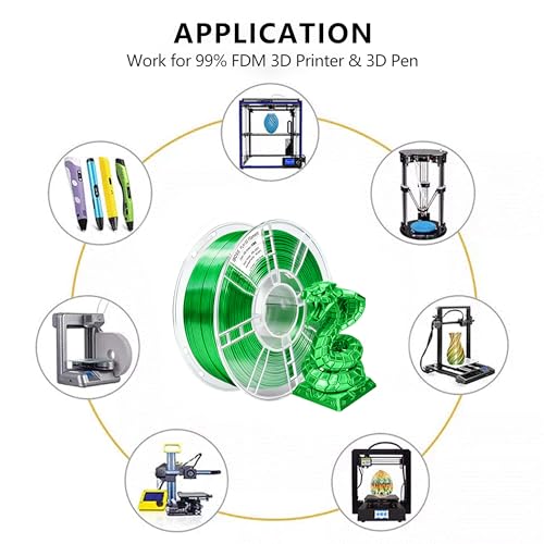 Image of iBOSS 3D Printer Silk Filament, Shiny Silk PLA+ Filament 1.75mm, Smooth Silky Surface PLA Plus, Great Easy to Print for 3D Printers, Dimensional Accuracy + /- 0.02mm, Silk Green 1KG