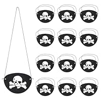 NQEUEPN 12pcs Pirate Eye Patches, Elastic Felt-One Eyeshades, Comfortable Eye Masks for Kids Adults, Halloween Pirate Theme Party Cosplay Role Play (Skull Cross Bone)