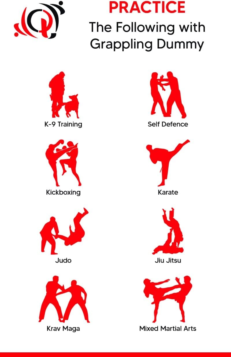 Brazilian MMA Grappling Dummy in Sitting Position, Training Equipment for Home, Gym, Kickboxing, Wrestling, Judo, Martial Arts, Karate, Jiu Jitsu, Boxing, Fighting | Unfilled, Syn Leather, Black | : Sports & Outdoors