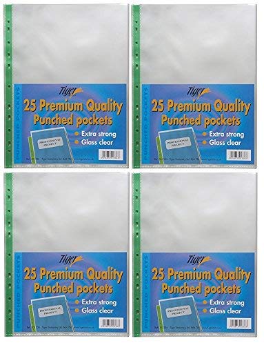 300 x Extra Strong A4 Plastic Wallets Premium 90 Micron + Glass Clear Poly Pockets Files - for A4 ring binders, A4 lever arch files folder