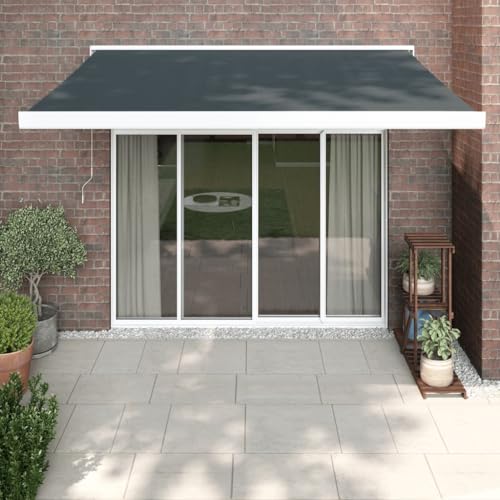 Gecheer Tenda da Sole Retrattile,Tettoia Retrattile,Tenda da Patio,Tela per Tenda Esterno Sole,da,Balcone,Patio,Terrazzo,Tenda da Sole Motorizzata/Manuale,Antracite 3,5x2,5m Tessuto e Alluminio