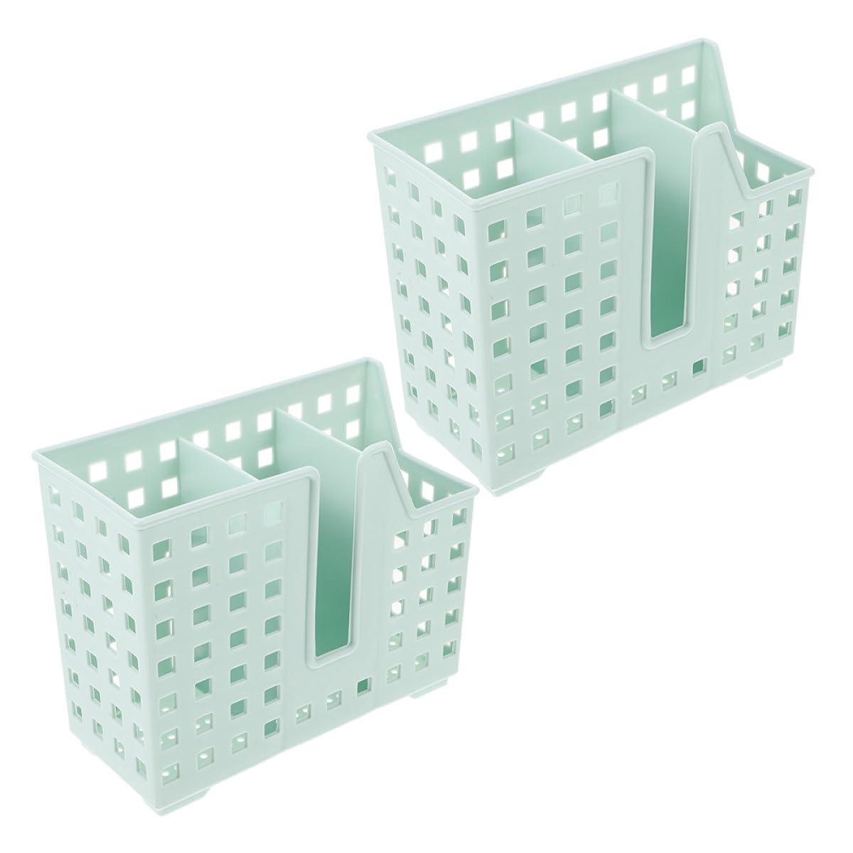 YUEKOPOU Dishwasher Drying Basket 2pcs Light Green PP Compartment Chopstick Drainer Wall-Counter