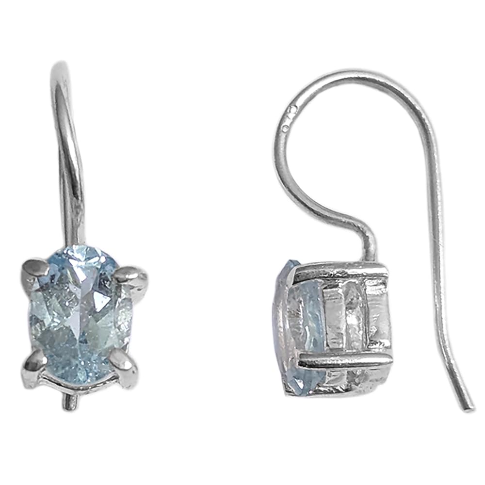 Orecchini Con Topazio Azzurro In Argento 925 | Pietra Ovale 4x6mm | Elettra 1,5cm