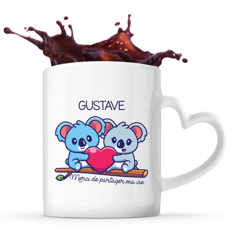 Planetee Tasse Coeur Gustave Merci de faire partie de ma vie | Mug Couple Saint Valentin Mariage Fiançailles Anniversaire Cadeau Romantique Amoureux