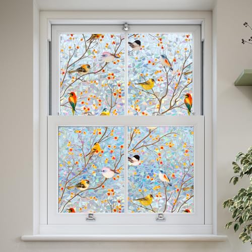 dktie Rainbow Window Film Non-Adhesive, Decorative Bird Window Clings Vinyl, No Glue Static Cling Glass Film Removable for Room Décor, Bathroom, Kids Room, Bedroom 90 x 200 cm - Cosy Home Interiors dktie Rainbow Window Film Non-Adhesive, Decorative Bird Window Clings Vinyl, No Glue Static Cling Glass Film Removable for Room Décor, Bathroom, Kids Room, Bedroom 90 x 200 cm