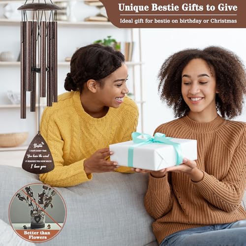 Image of Best Friend Birthday Gifts for Women, Friendship Gifts for Women, 32 inch Bronze Wind Chimes Gift for Bestie Bestfriend BFF