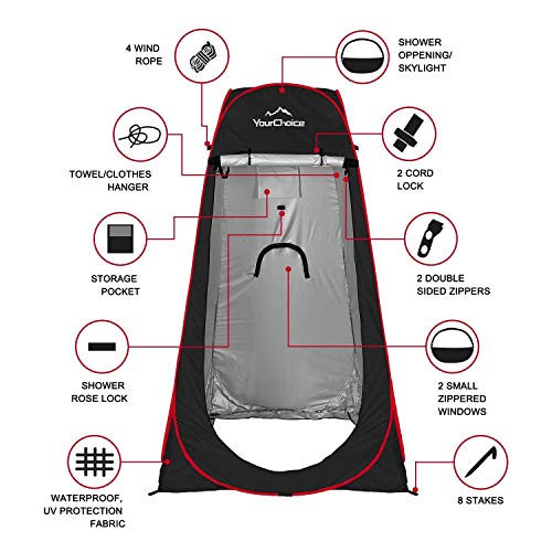 Image of Your Choice Pop Up Shower Tent 47.2 inch Wx74.8 /82.7 inch H Privacy Changing Tent | Waterproof Silver Coating Portable Shelter with Carry Bag for Camping, Beach, RV, Hiking, Fishing