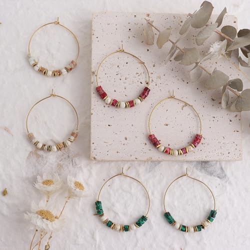 Natural Stone bead Hoop Earrings for Women, Boho Trendy Summer Beach Jewelry Gift4