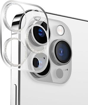 iPhone 15 Pro/15 Pro Max Camera Protective Film Bling Clear Lens Protection Scratch Resistant 9H Hardness Tempered Glass High Transmittance For iPhone 15 Pro/iPhone 15 Pro Max, Silver
