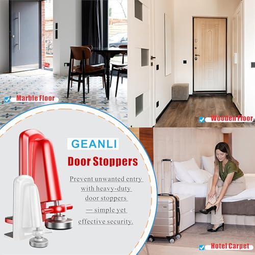 Door Stoppers Security - Portable Door Jammer for Travel Security Anti Theft, Apartment Hotel Door Lock - Protection for Homeowner and Children, Lockdown Device for Women Safety Self Defense (Red) - Image 4