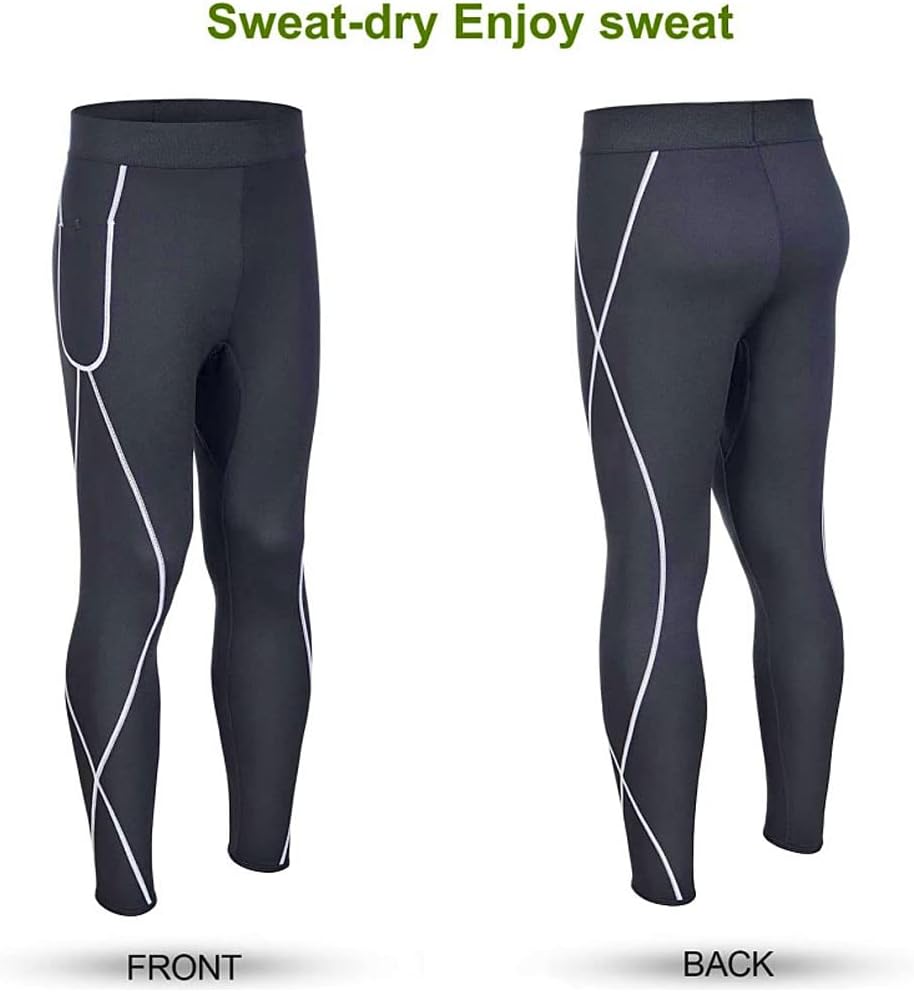 Sauna Pants for Men,High Waist Tummy Control Yoga Pants Weight Loss Workout Pants Neoprene with Pocket Sport Capris,XL,Black