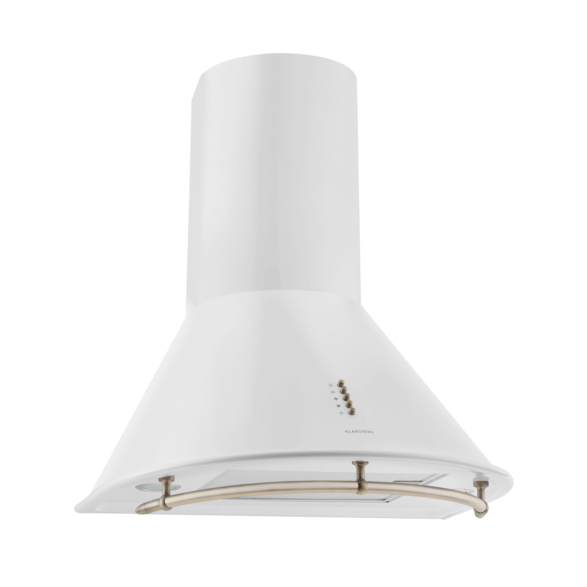 KLARSTEIN Lumio Neo - Hotte Murale aspirante Style rétro avec Rail pour accrocher ustensiles (60cm, Extraction 610m³, Mode Recyclage Possible, 3 Vitesses) - Blanc