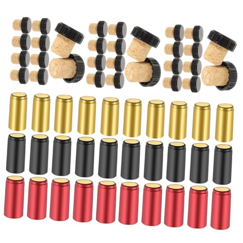 DECHOUS 60pcs Wine Bottle Sealer Film Heat Shrink Wine Bottle Stoppers Reusable Cork Shrink Caps