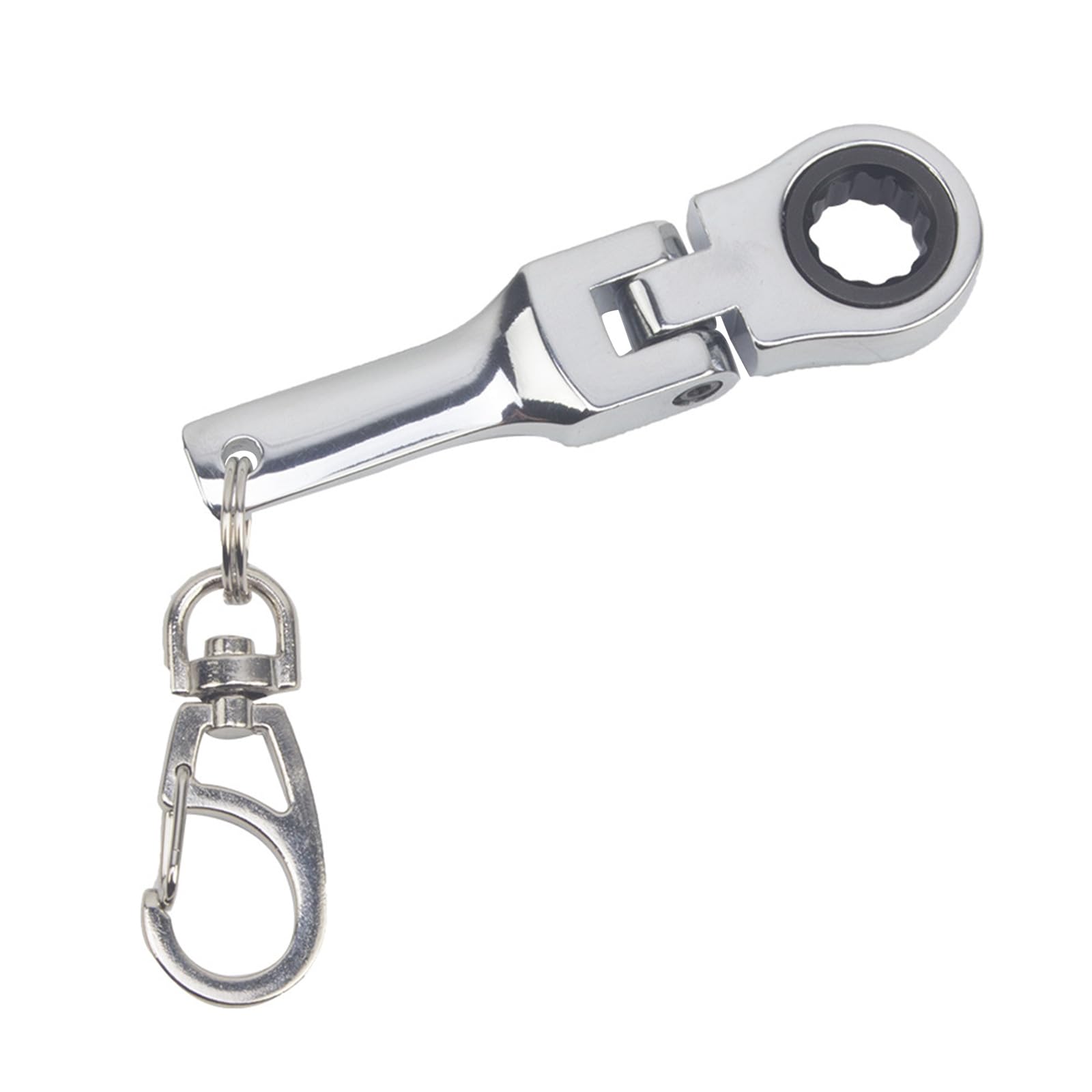 Zxfdsfdbnm M Silver Flexible 10Mm Ratcheting Wrench Metal Keychain With 180 Degree Flexible Rotation Head For Fastening Application Portable Wrench