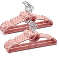 Seuqhck 50 Pack Velvet Pink Hangers, Cute Heart Clothes Hangers with 360 Degree Swivel Hook, Non-Slip Thin Felt Hanger for Adult, Coat, Dress, Shirt, Jacket, Pants in Closet