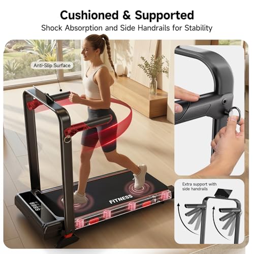 Image of RHYTHM FUN Treadmill with Incline, Walking Pad with Handle Bar,300lbs Walking Pad with APP, Portable Folding Walking Treadmills for Home /Office with Low Noise
