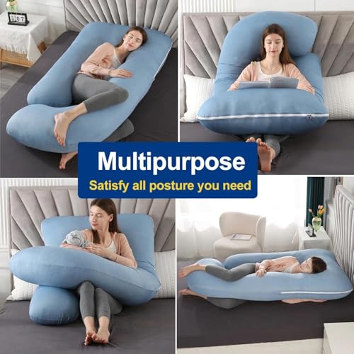 Image of Pregnancy Pillows for Sleeping, U Shaped Full Body Maternity Pillow for Pregnant Women with Removable Bean Velvet Cover, Support for Back, HIPS, Legs, Belly, 57 Inch, Grey