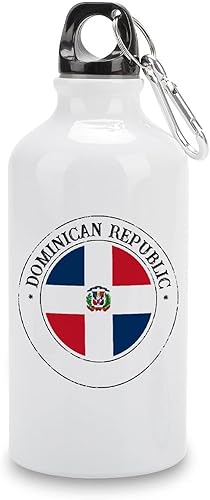 Botella de agua deportiva de aluminio divertida de República Dominicana bandera de República Dominicana sello dominicano botella de agua deportiva