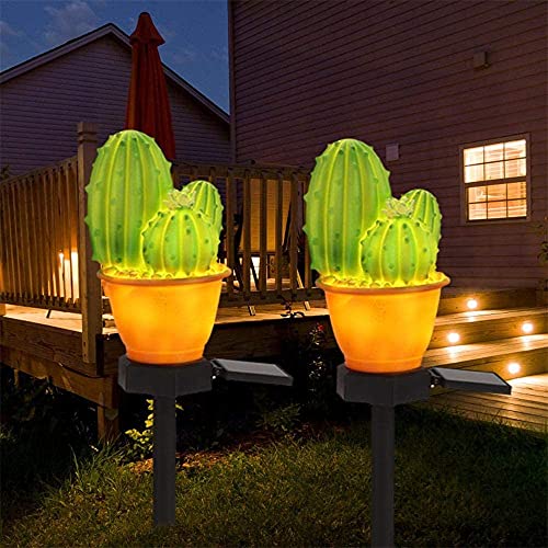 chislim Solar Lights Outdoor Decorative,Creative Cactus Pineapple Stake Waterproof Landscape Lights,Landscape Lighting for Garden Patio Lawn Yard (Cactus B-2 Pack)