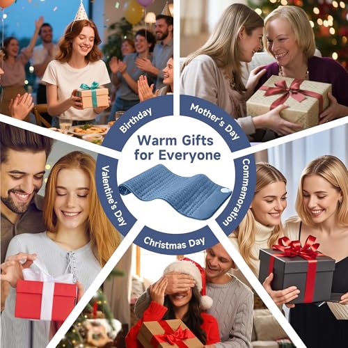 Image of Heating Pad for Back Neck Shoulder, Heating Pads for Period Cramps Relief, Christma s, Father, Mother Gifts for Women, Men, Dad, Mom, Soft & Rapid Heat Large Size 17 inchx33 inch