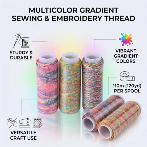Hilo para Bordar 5 Unidades Multicolor Degradado miniatura 3