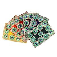 Set of 6 Mat Aasan Velvet Pooja Cloth Small Aasan Cloth (Size:-6 Inch X 4 Inch) for Multipurpose Indian Traditional Housewarming Festival Laxmi Poojan Ganesha Decorations Temple Pooja Article Laxmi