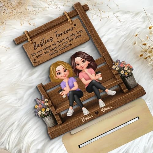 Personalized Besties Forever It's Not What We Have In Life 2-Layered Wooden Plaque, Gift for Best Friend, Besties, Sisters on Birthday Christmas - Image 4
