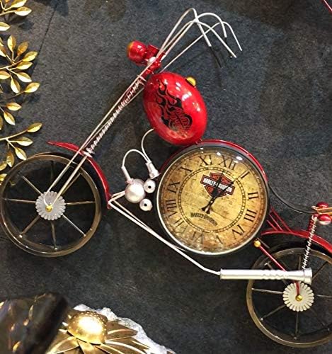 MICROTEX Big Iron Metal Bullet Bike Wall Clock for Home Decor (Red)