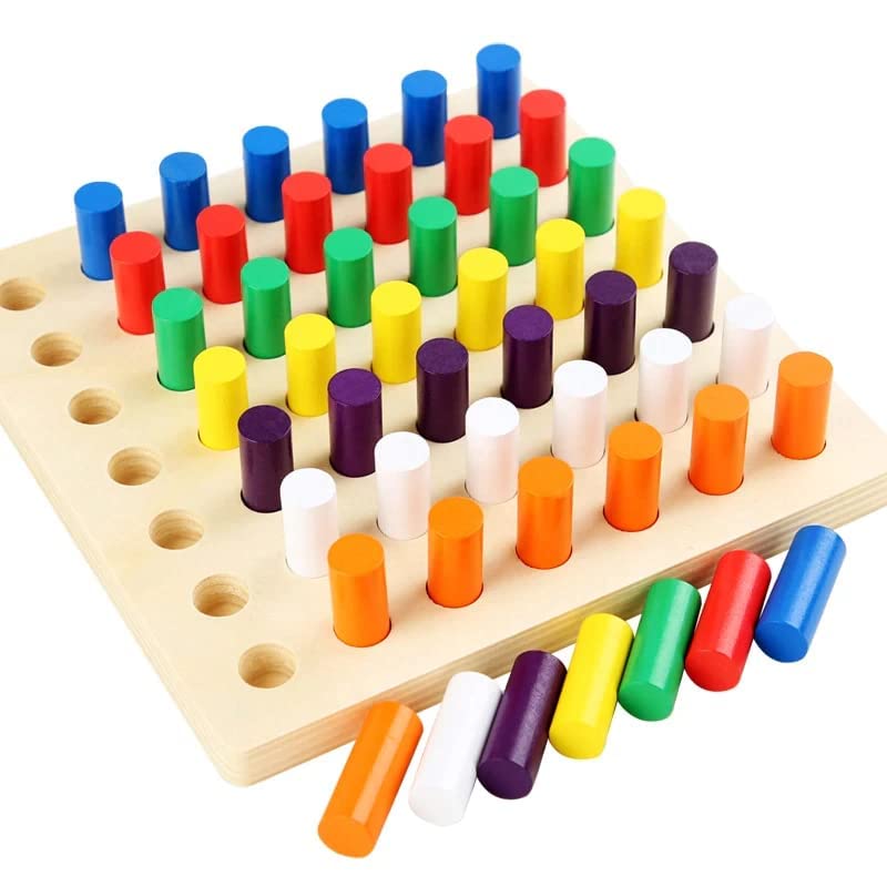 TRENDYKIDS Wooden Beg Board Game for Toddlers, Montessori Education Colour Cognition Sorter& Stacking Toys for Boys Girls, Fine Motor Skills Toys, Wooden Board for 3+,Small(12 * 12 * 3.5cm) (B0CM44LCKZ) Amazon Price History, Amazon Price Tracker