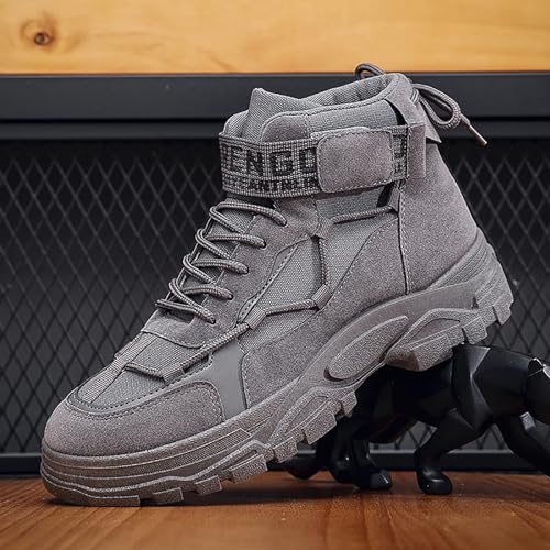 Men's Fashion Work Boots Soft Sole Tactical Military Boots Non Slip Combat Boots Mid Top Ankle Shoes for Men2