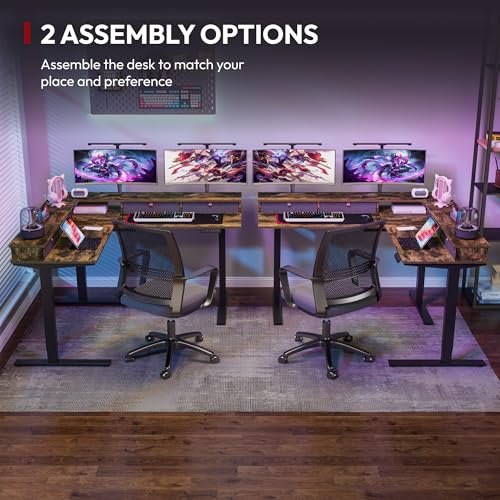 Image of SANODESK 63x55 Electric L-Shaped Corner Standing Desk with 4 Drawers