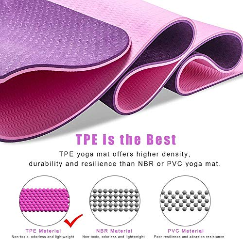 StillCool TPE Yoga Mat Non Slip Fitness Exercise Mat High Density Padding to Avoid Sore Knees, Perfect for Yoga, Pilates and Fitness, Anti - Tear, Sweat - Proof, 1/4 Inch Thick