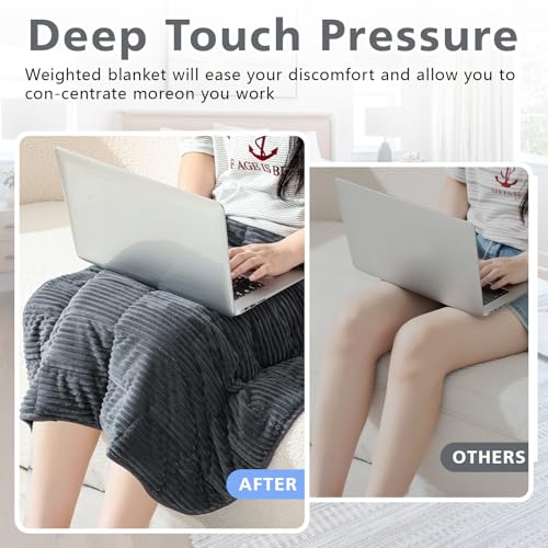 HunnmingRe Weighted Lap Blanket 7lbs Small Plush Weighted Blanket for Adults with Reversible Warm Crystal Velvet and Cooling, Lap Pad for Travel, Relaxation, Machine Washable, Grey, 29" x 24" - Image 5