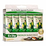 Arroz para sushi, Shinode, arroz de grano medio redondo profesional, Sushi rice Shinode, Ideal para onigiri, Donburi, Platos Japoneses Diarios, Cocina Japonesa, Contiene 6 unidades de 1 Kg
