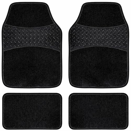 Set 4 Tappetini Auto Universali in Moquette Antiscivolo || Colore Nero ||...