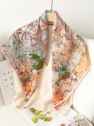 Shirouyu 100% Pure Mulberry Silk Square Scarf 35"X35" Women Neckerchief Headscarf The Shawl Gift Packed #TOP5
