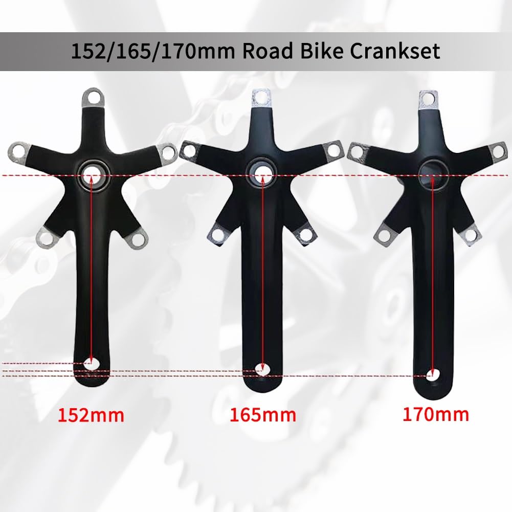 Zestaw korbowy do roweru szosowego 152 mm 165 mm 170 mm zestawy korbowe 130 drążonych zintegrowanych ramion korbowych pasuje do 10-11-biegowego stopu aluminium lekki