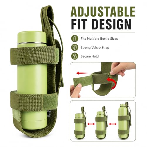 Image of Water Bottle Holder Pouch, Adjustable Nylon Bottle Bag with Belt Clip for Travel, Hiking, Cycling & Outdoor Sports, Portable Bottle Carrier
