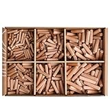 SOLID Holzdübel 600 Stück Holz Dübel Set 6 Größen Holzverbindung Holzstifte Möbeldübel...