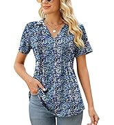 Kistore Womens Short Sleeve Polo T Shirts V Neck Summer Basic Tops Fashion 2023 Business Casual W...