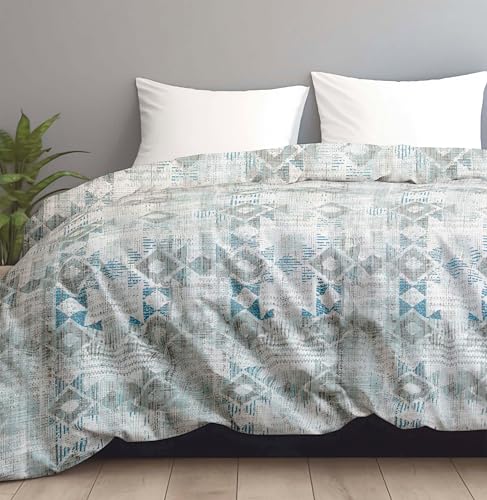 Image of LINENWALAS Premium Printed 100% Cotton Duvet Cover for Double Bed | Double Size Comforter Cover |Rajai Cover | Quilt Cover with Zipper Closure 90 x 100 Inches (Azure, Double Size)