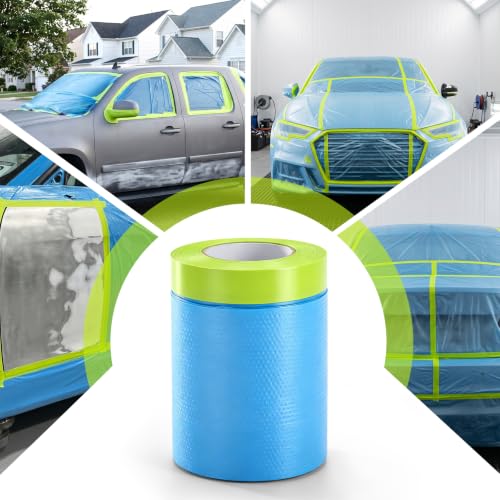 VOISEN 3 Roll Pre-Taped Masking Film for Painting (22" x 66' Painters Plastic Sheeting with Widened Automotive Masking Tape, Plastic Tarp for Painting, Film for Car, Wall Protection. - Image 5