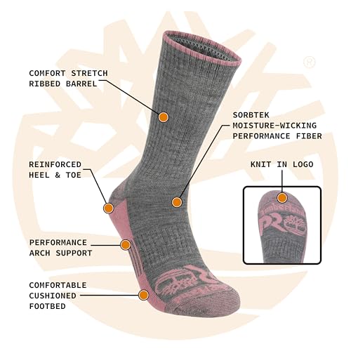 Timberland PRO Work Crew, Sorbtek Moisture Control Performance Womens Socks, Arch Support, Cushioned Footbed2